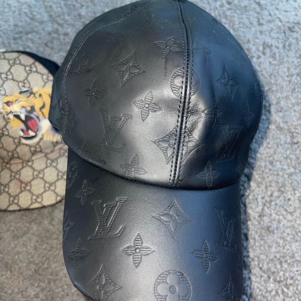 Louie Vuitton Monogram Leather Black Hat